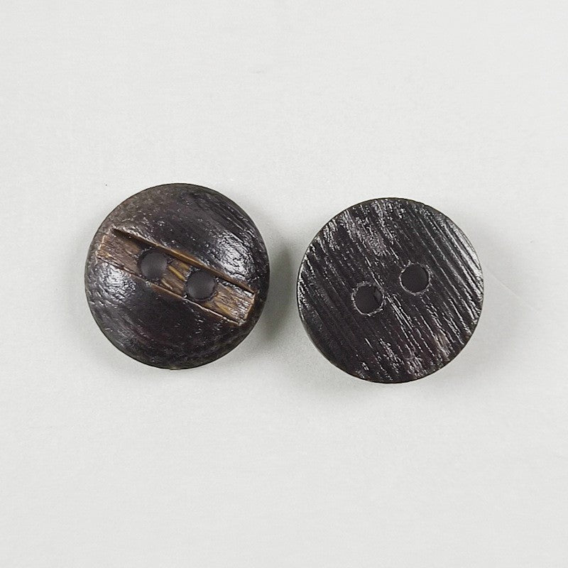 Brown natural wood button set, round 2-hole grooved texture, multiple buttons