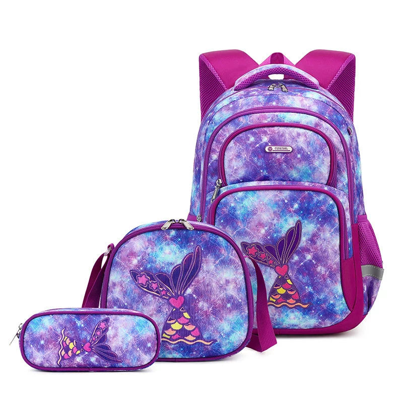 School Backpack Pencil Lunch Bag 3in1 for Boys and Girls Kids 6