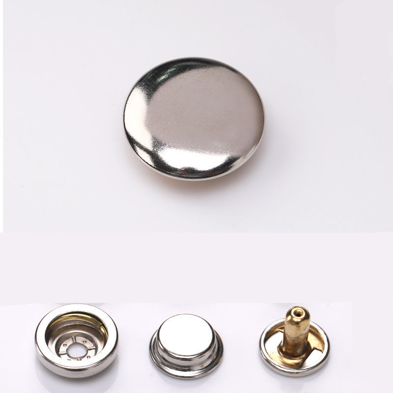 Silver and rose-gold curved snap button domes with matching bases and posts