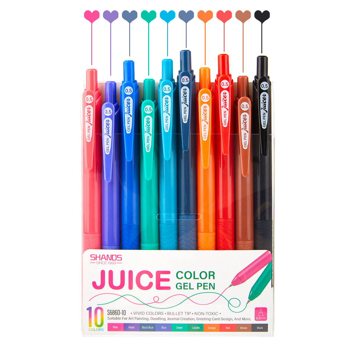 SHANDS S686 Retro /Juice Colored Gel Ink Pens Retractable 0.5mm 10 Juice