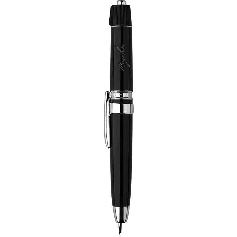 Majohn A3 Fountain Pen Retractable Extra Fine Nib with Converter Case Set Black with Silver Clip