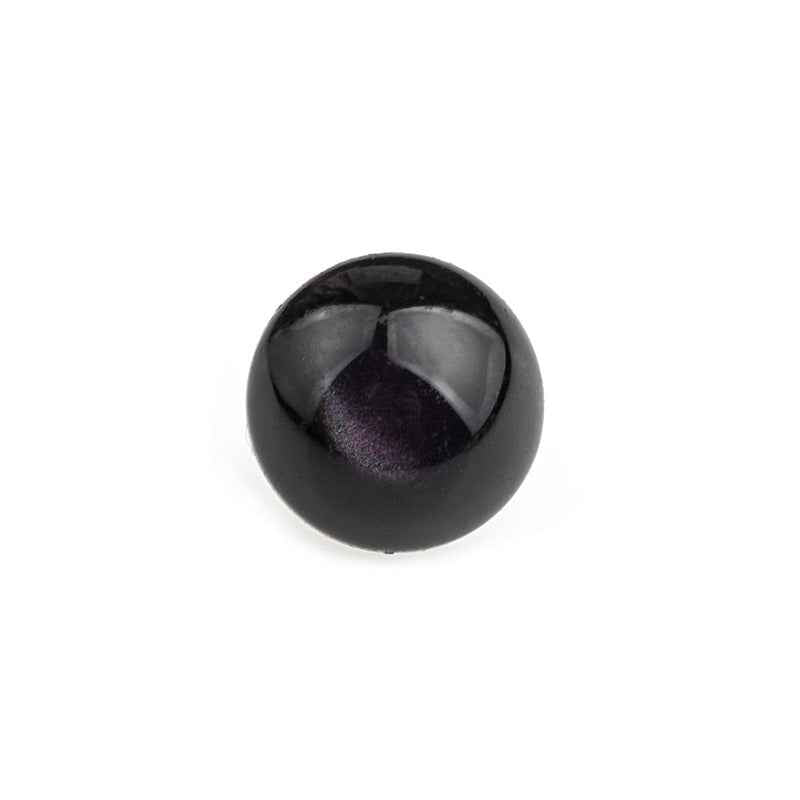 11.5mm iridescent ripple mushroom resin button, dark smoky black with sheen