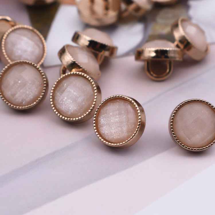 10mm pearl shirt buttons with gold-tone beaded oval frames and textured pearl faces