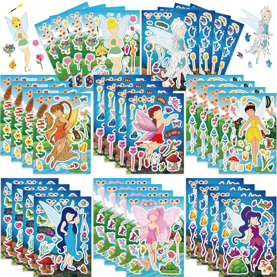 Make a Face Tinker Bell Cartton Stickers for Kids 24 Sheets