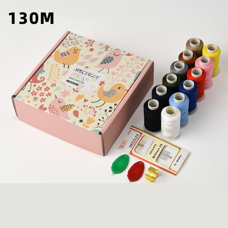 402 Colorful Polyester Hand Sewing Thread Set – 12 Colors, 130m Per Spool