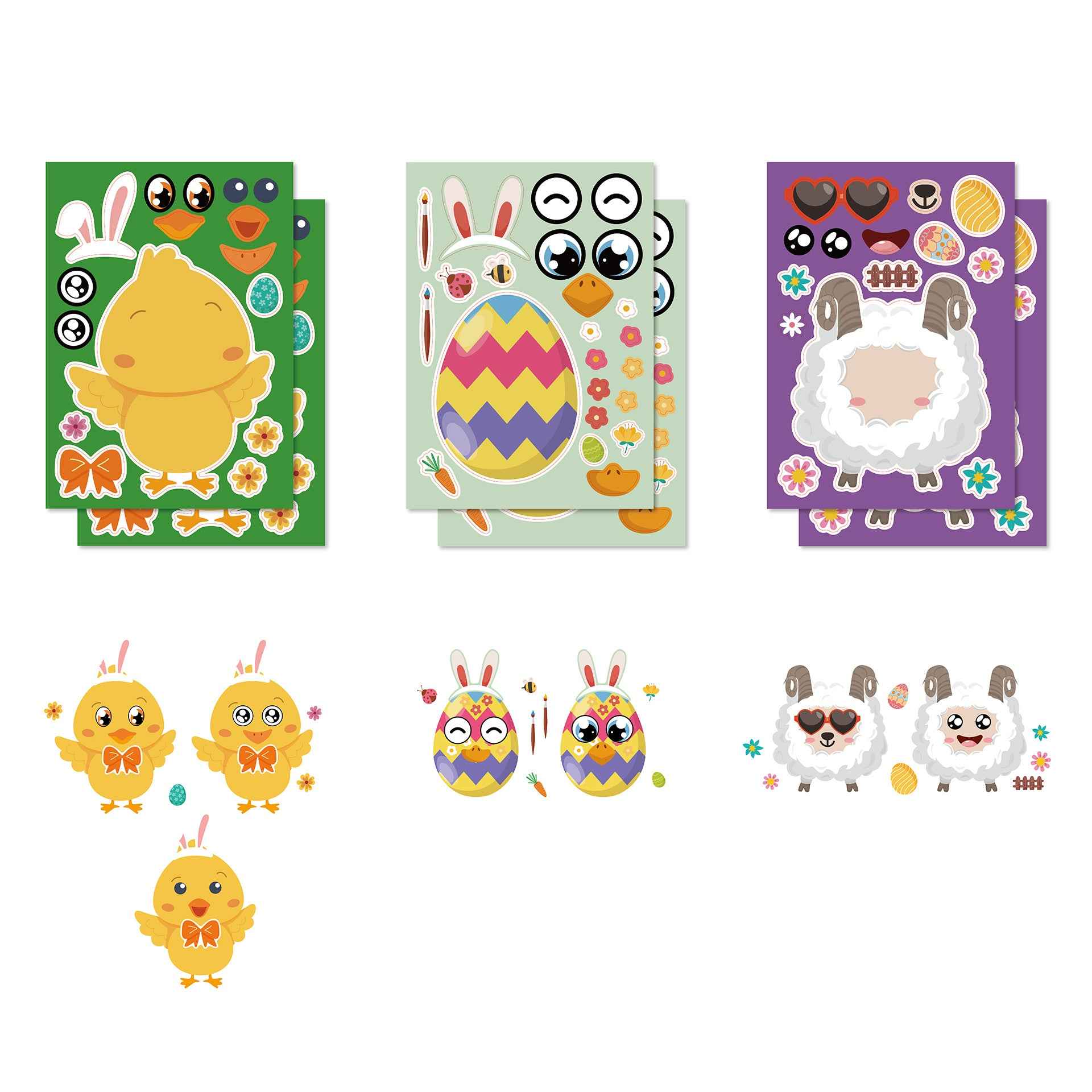 Make a Face Anime Easter Stickers for Kids 24 Sheets