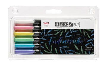Tombow Fudenosuke Brush Color Pens 6/10 Color Set 6 Color
