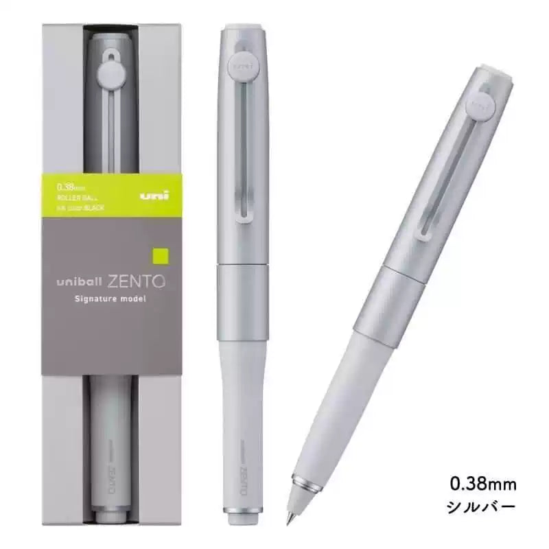 Uni-ball ZENTO Signature Semi-Metal Gel Pen | Black Ink | 0.38 / 0.5 / 0.7mm Silver 0.38mm