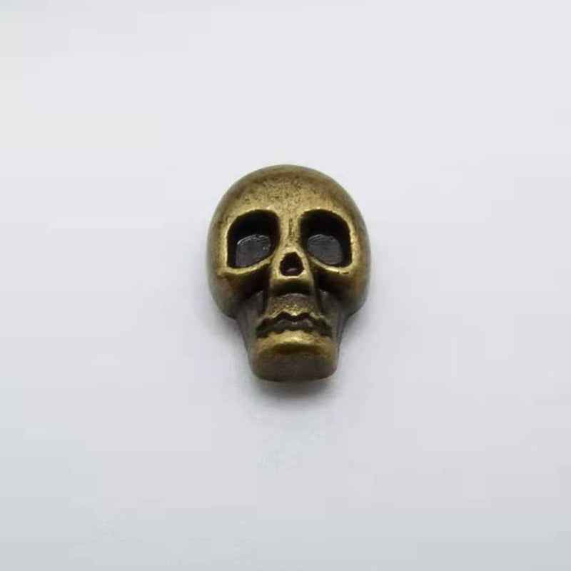 Antique gold skull head punk rivet stud, gothic metal, 11x9mm, 30 pack