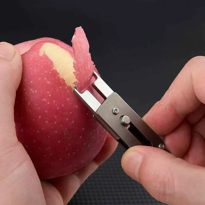 Mini Titanium Peeler Knife & Bottle Opener Keychain Multi-Tool