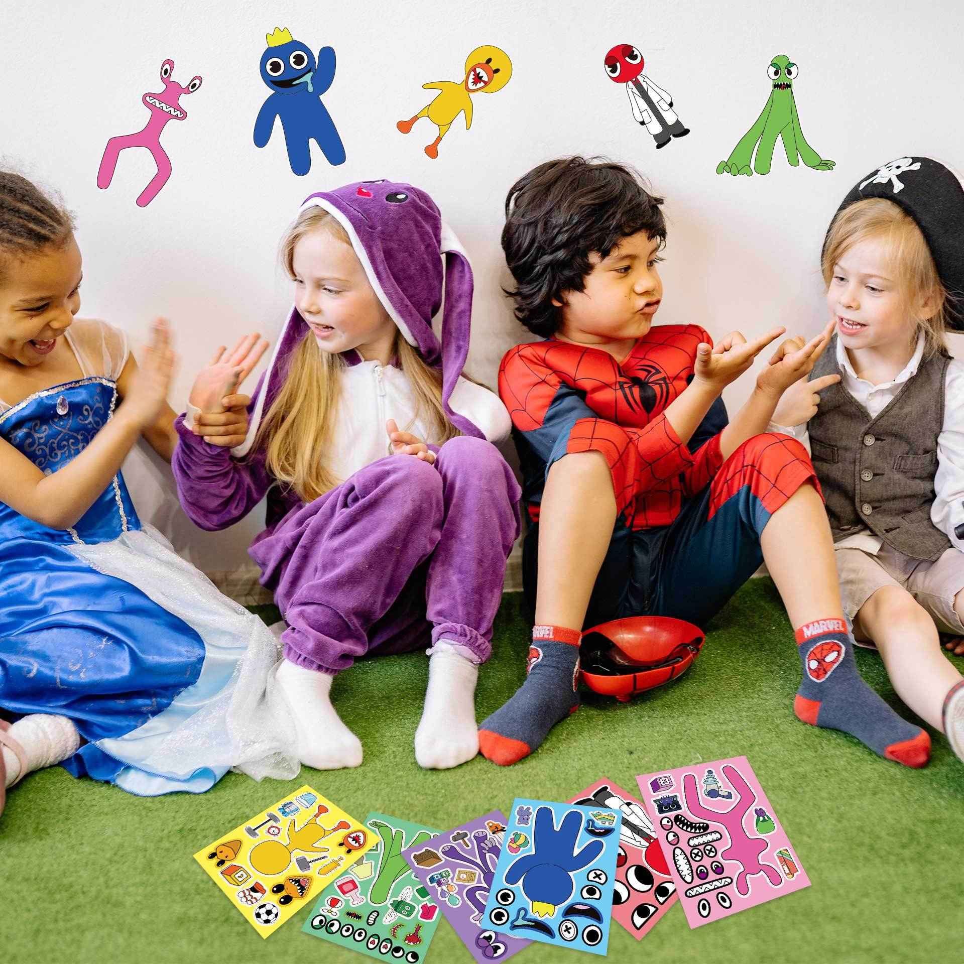 24 Sheets Rainbow Friends Make a Face DIY Stickers for Kids