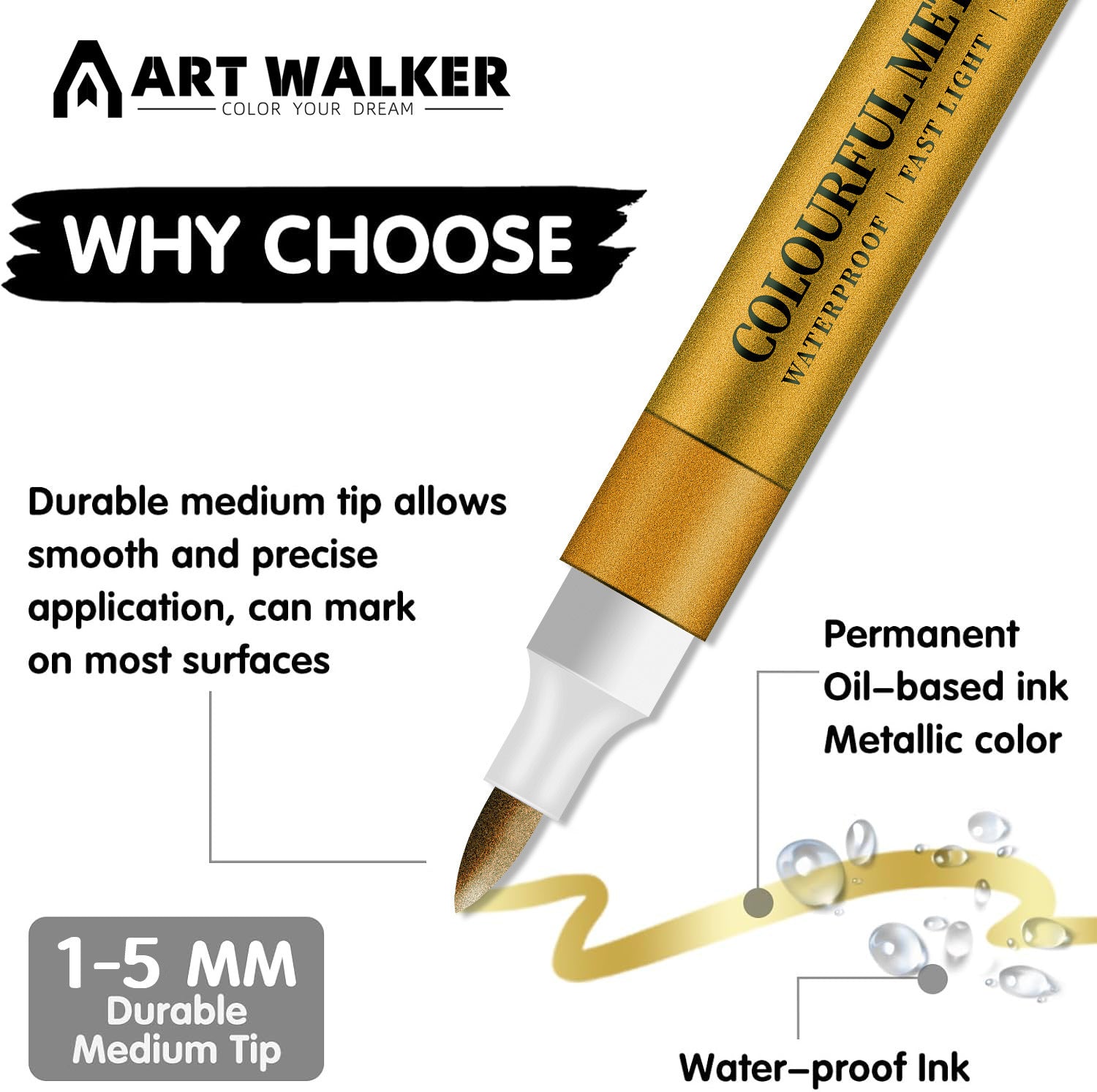 12 Colors Metallic Soft Brush Acrylic Paint Markers