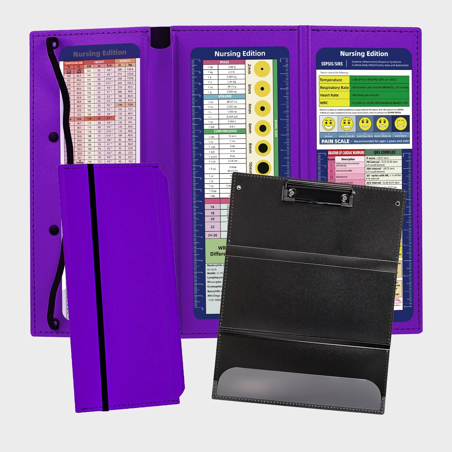Nursing Foldable Plastic Clipboard 3 Layers with Medical Edition Sheets