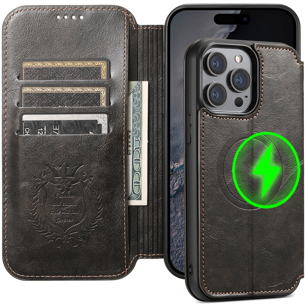 MagSafe Flip Leather Case for iPhone – Folio Wallet Cover with Card Slots