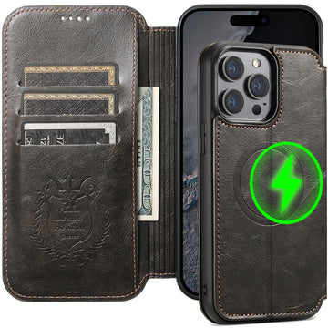MagSafe Flip Leather Case for iPhone – Folio Wallet Cover with Card Slots