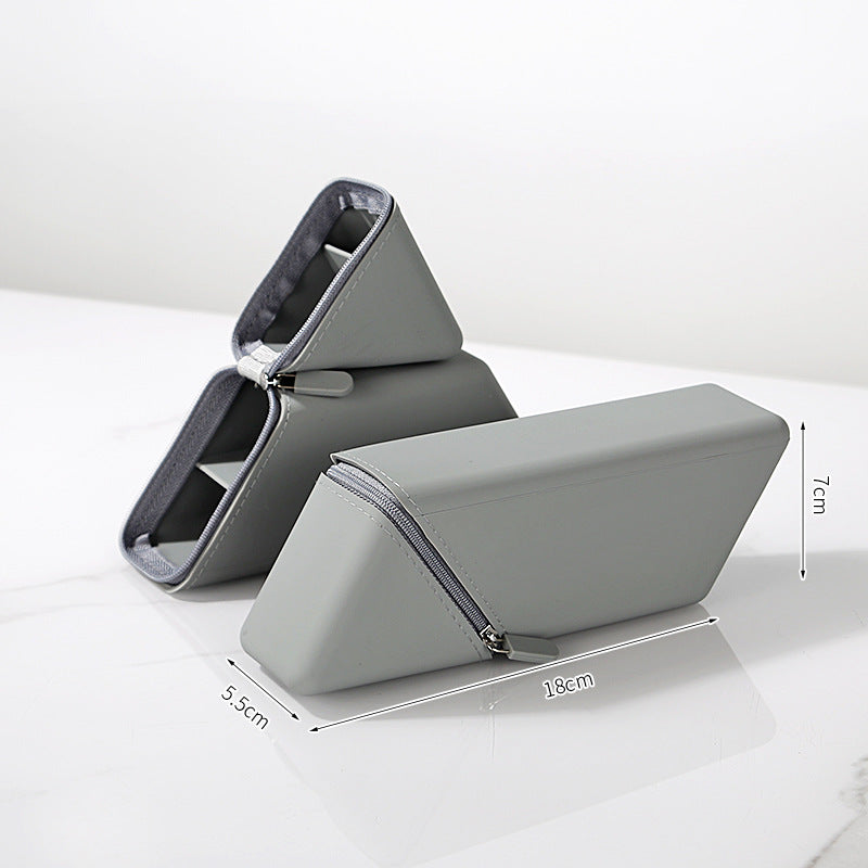 Silicone Pencil Case Pouch – Expandable Standing Organizer Grey