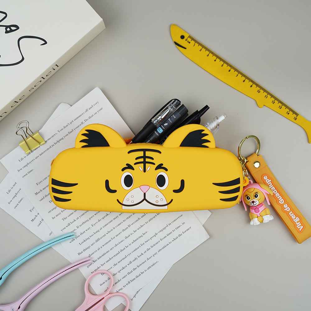 Cute Cartoon Animal Silicone Pencil Case Tiger