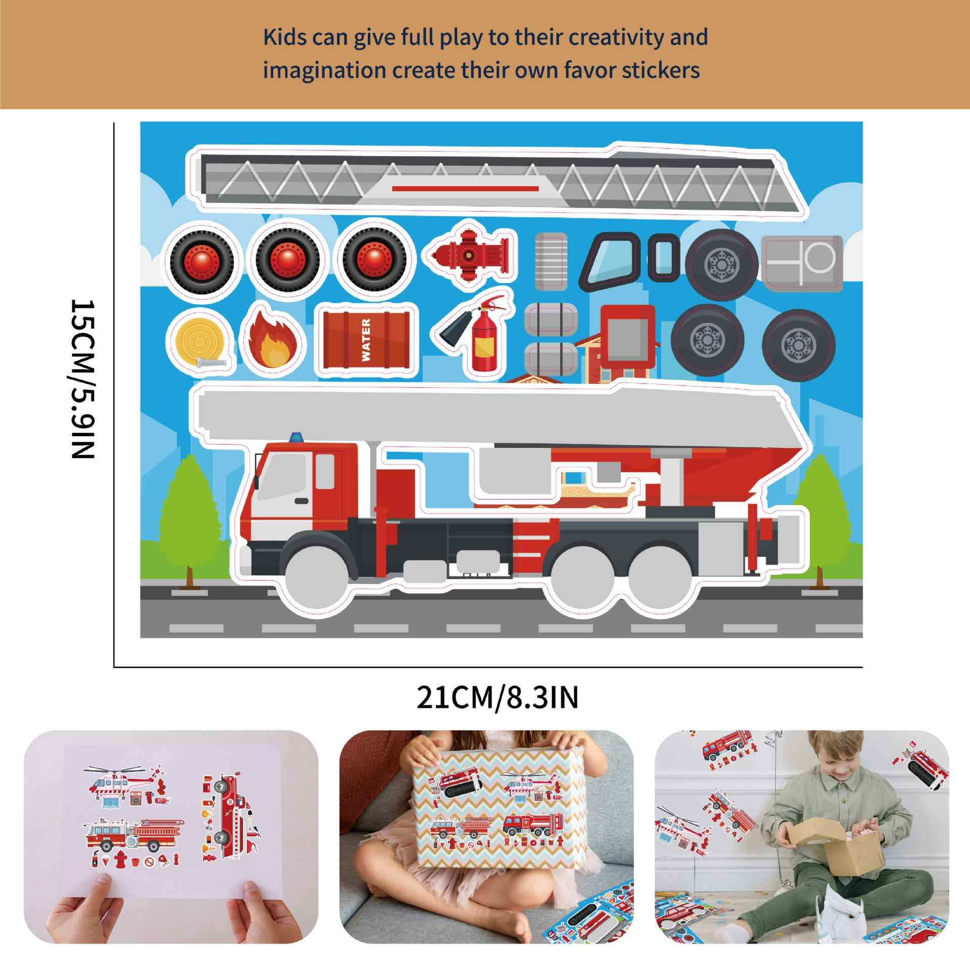 32 Sheets Fire Engine Make Your Own Stickers for Kids