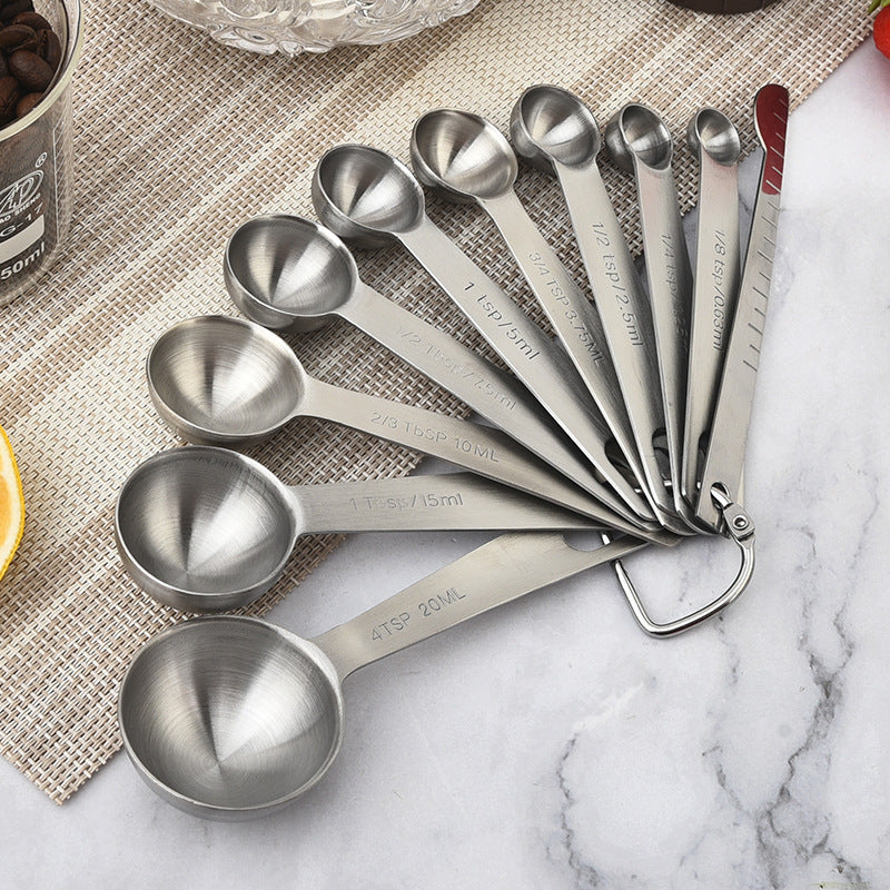 Stainless Steel Measuring Spoons & Ruler – 10-Piece Baking Set