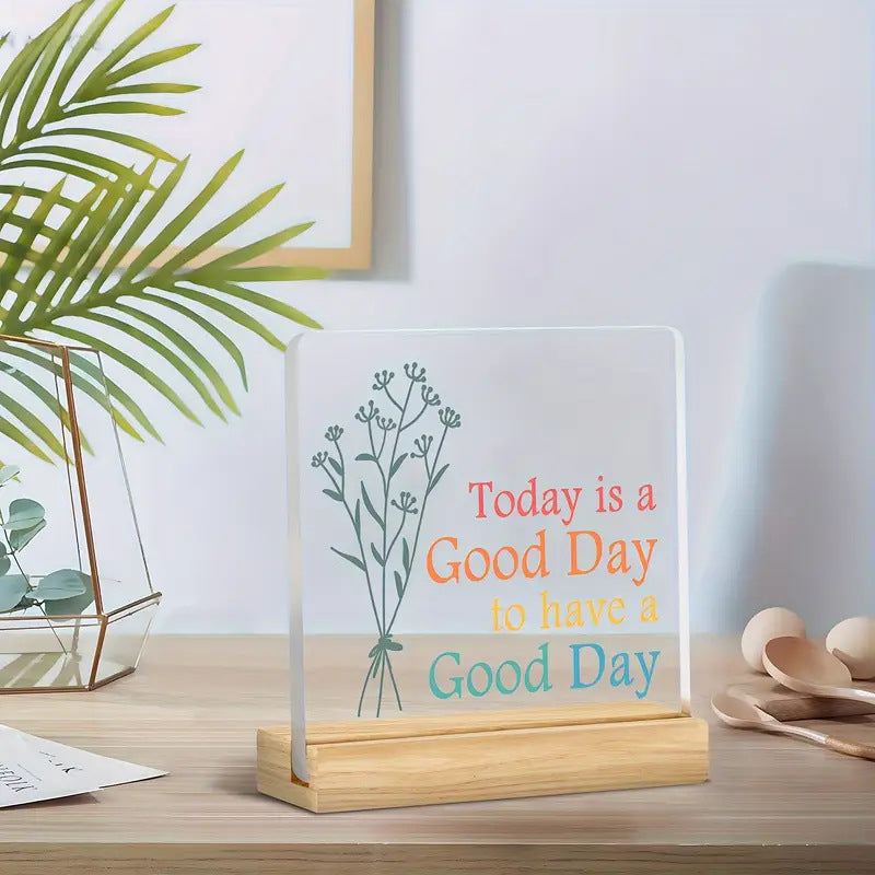 A Good Day Positive Desk Decor Sign for Office Home 2 Pack