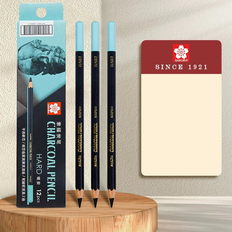 SAKURA Charcoal Drawing Pencils, 12-Pack | Soft, Medium or Hard Hard
