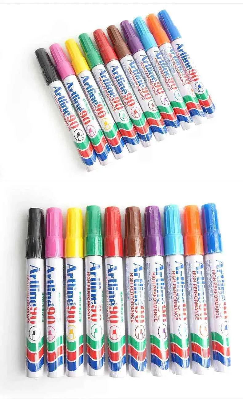 Artline 90,Permanent Marker,Chisel Nib, 2-5mm,10 Color Pack
