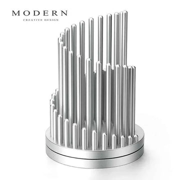 Modern Aluminum Rotating Stress‑Relief Pen Holder Silver