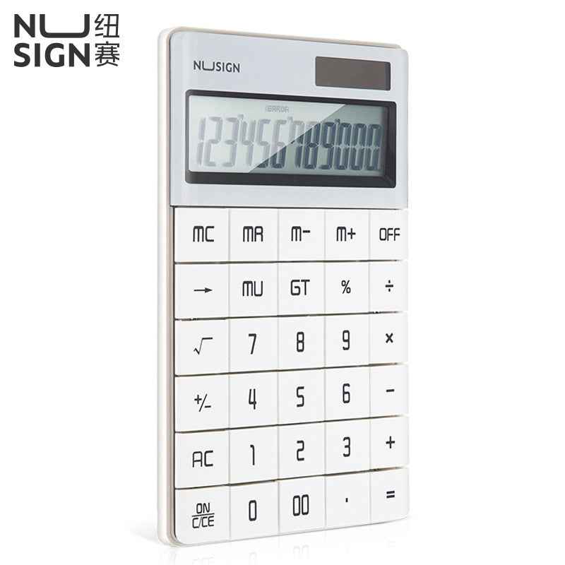 DELI NUSIGN NS041 Desk Calculator 12 Digit Large Display White