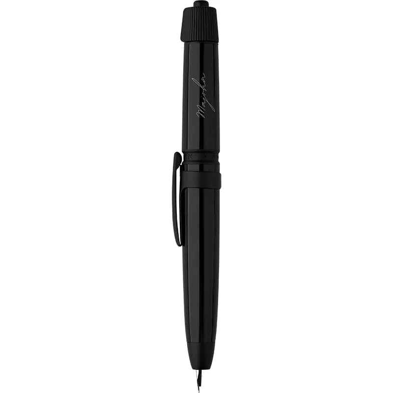 Majohn A3 Fountain Pen Retractable Extra Fine Nib with Converter Case Set Black with Black Clip