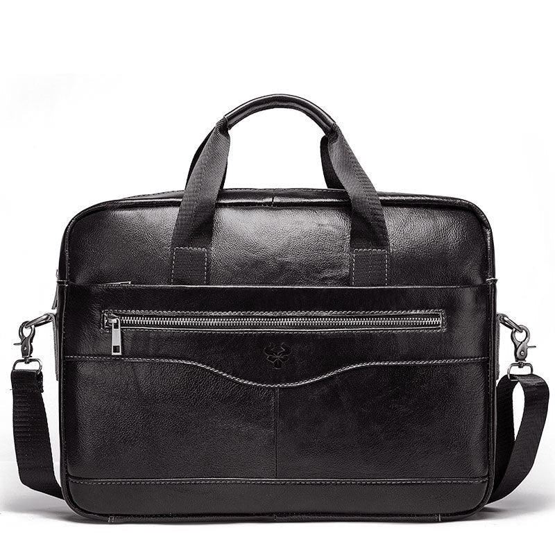 Vintage Leather Messenger Bag for Men MacBook Air 13.3 Inch Laptop Black