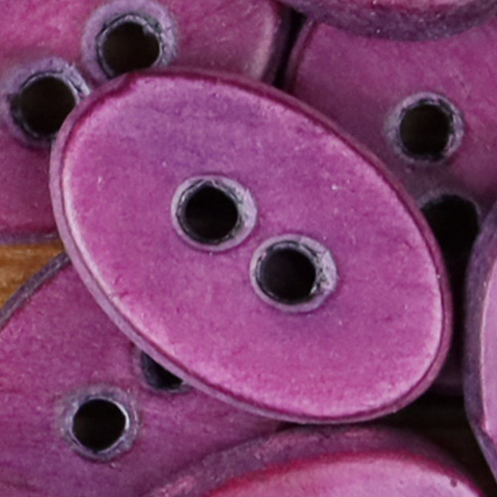 Purple novelty shirt button, oval with two holes