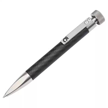 Carbon Fiber & Stainless Steel EDC Tactical Pen with Fidget Spinner Silver