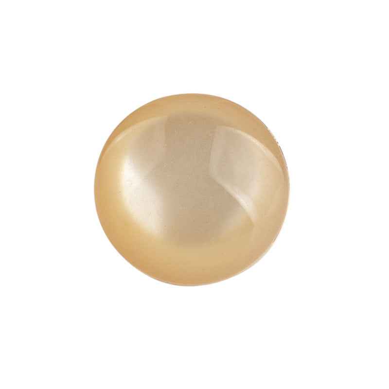 Light pearl beige round resin button with metal backing and shank