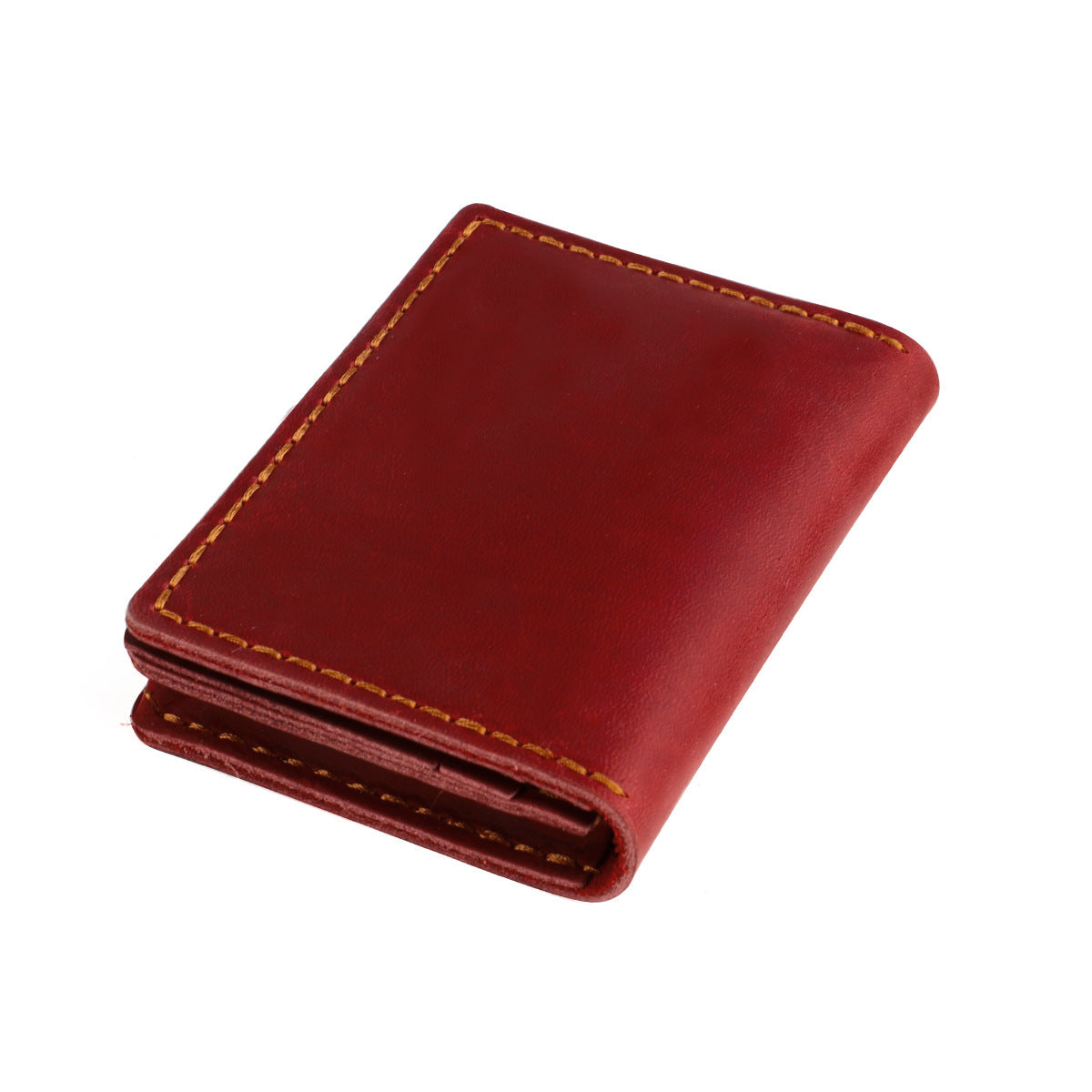 Handmade Crazy Horse Leather Card Holder Slim Wallet Red