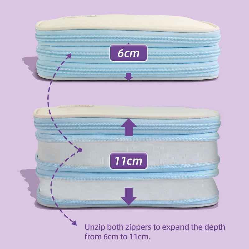 Macaron Color Canvas Triple-Layer Pencil Case