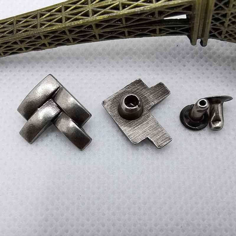 DIY Punk belt studs set: metal X-shaped rivets in 3 styles, 30-pack pieces.