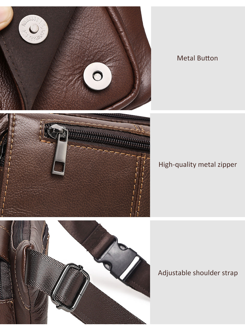 Genuine Leather Waist Crossbody Bag,Outdoor Sports Chest Pack