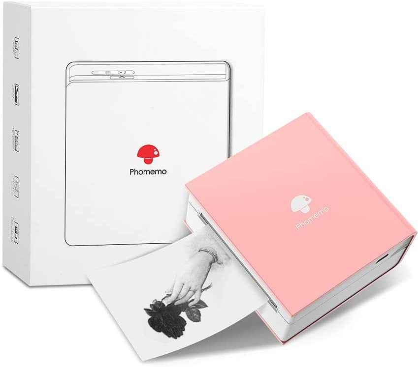 Phomemo M02 Sticker Printer Portable Thermal Label Printer with 1 Roll Paper Pink