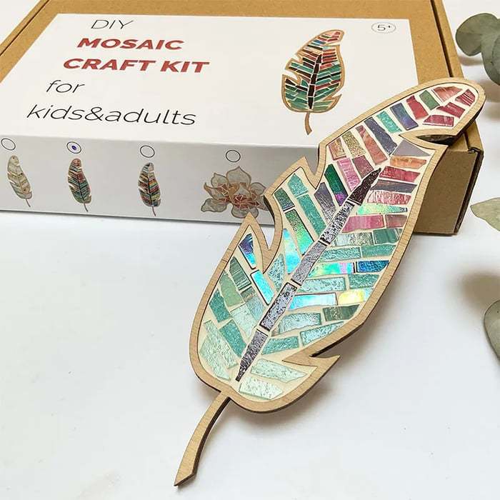 DIY Mosaic Wood Craft Kits for Kids & Adults Leaf A