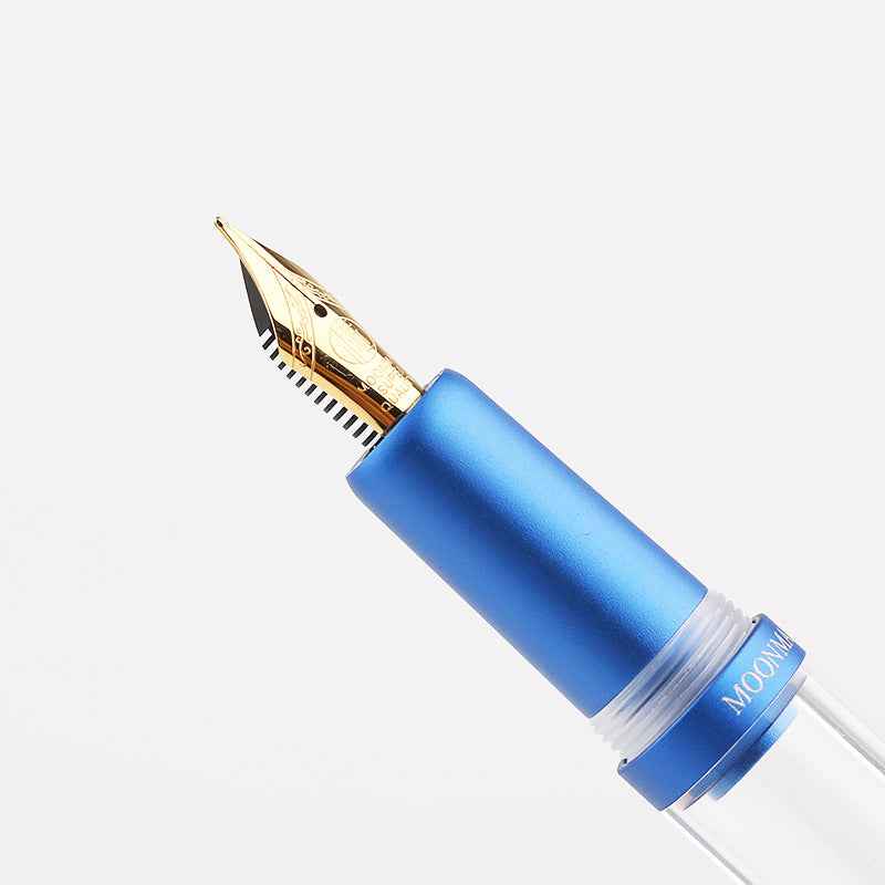 MAJOHN M2 Plus Metallic Transparent Eye Dropper Filling Fountain Pen Blue