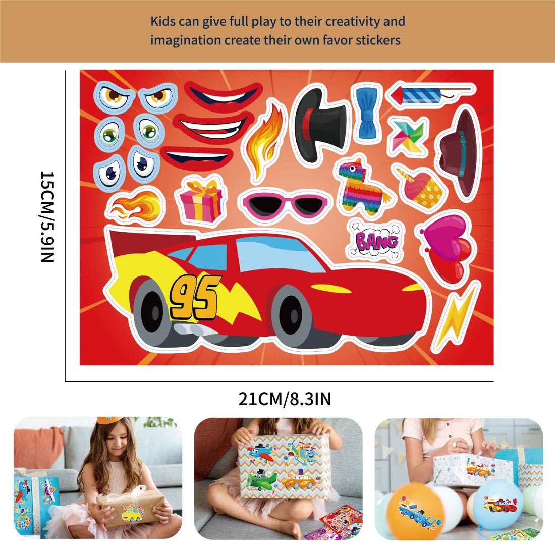32 Sheets Cartoon Car Airplane Make Your Own Stickers for Kids