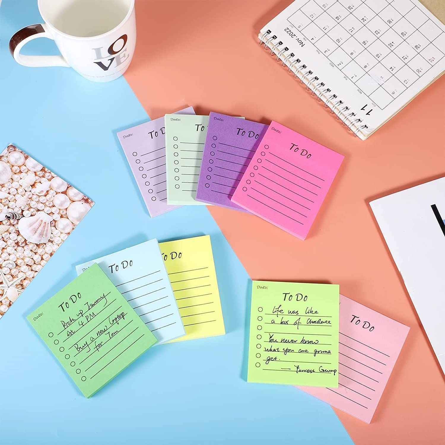 To Do List Sticky Notes Memo,50 Sheets/pad,9 Colors,10x7cm