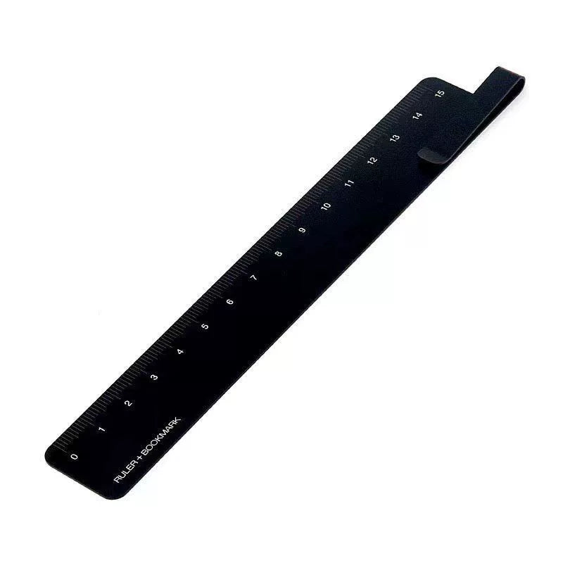 KACO 15CM Metal Ruler - Bookmark, Clamp & Student Tool Black