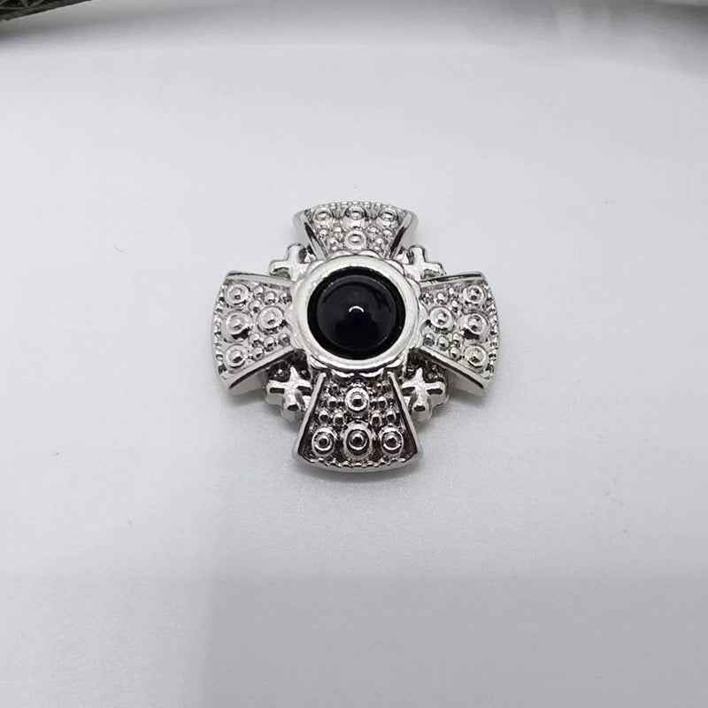 20MM Punk belt cross rivet stud, zinc alloy, black round center