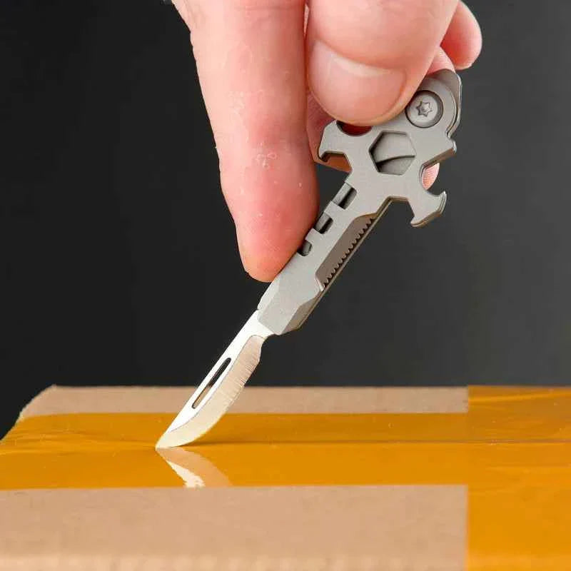 Titanium Multi-Tool EDC Bottle Opener Box Cutter M3/M4 Wrench