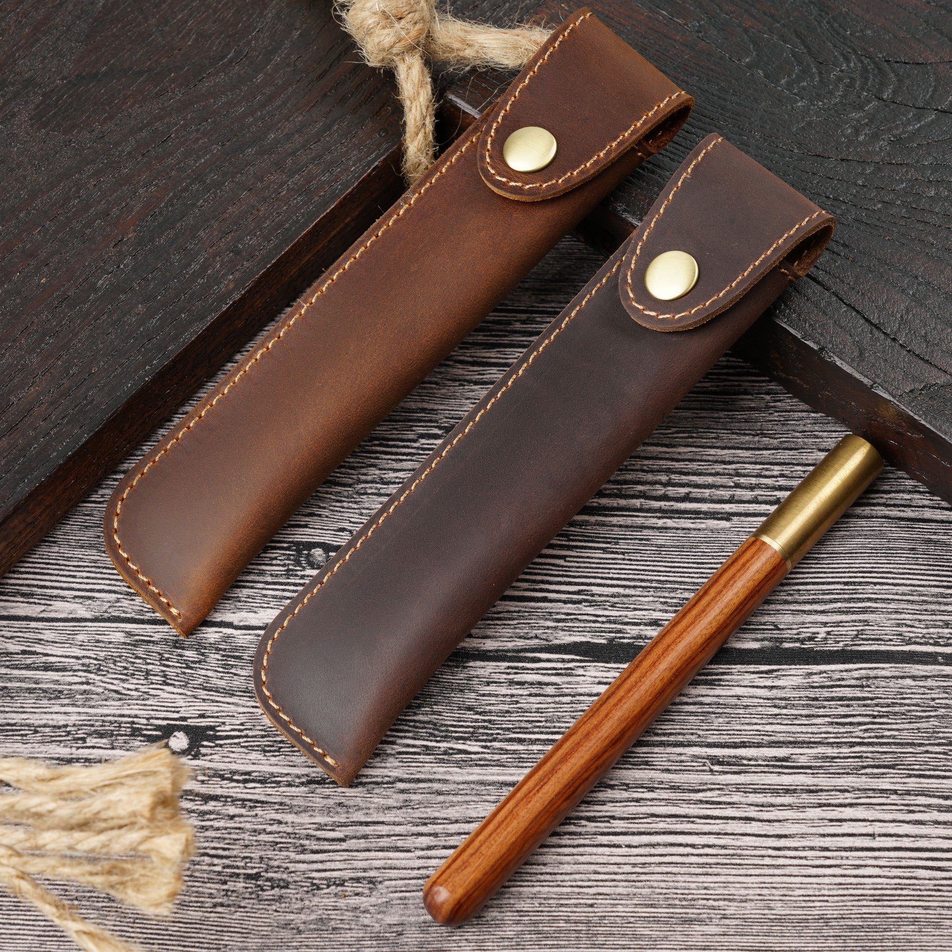Handmade Crazy Horse Leather Fountain Pen Sleeve