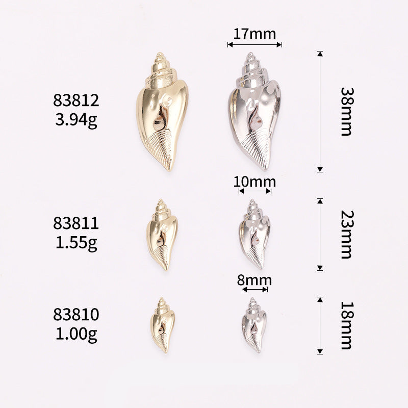 Conch shell metal shank button set, Light Gold: front and back views