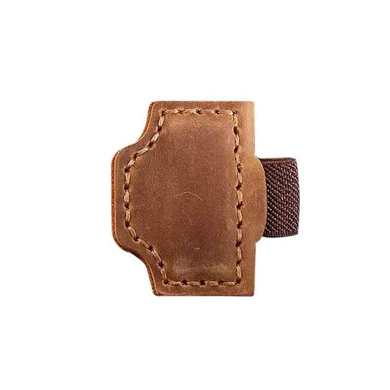 2PCS Magnetic Leather Bookmarks with Pen Holder Light Brown