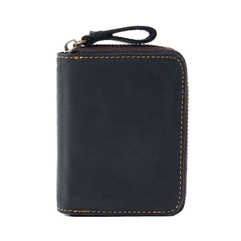 Leather Accordion Card Holder Wallet RFID Blocking Black