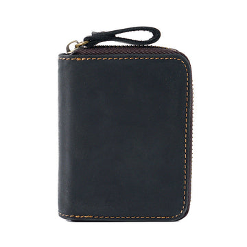 Leather Accordion Card Holder Wallet RFID Blocking Black
